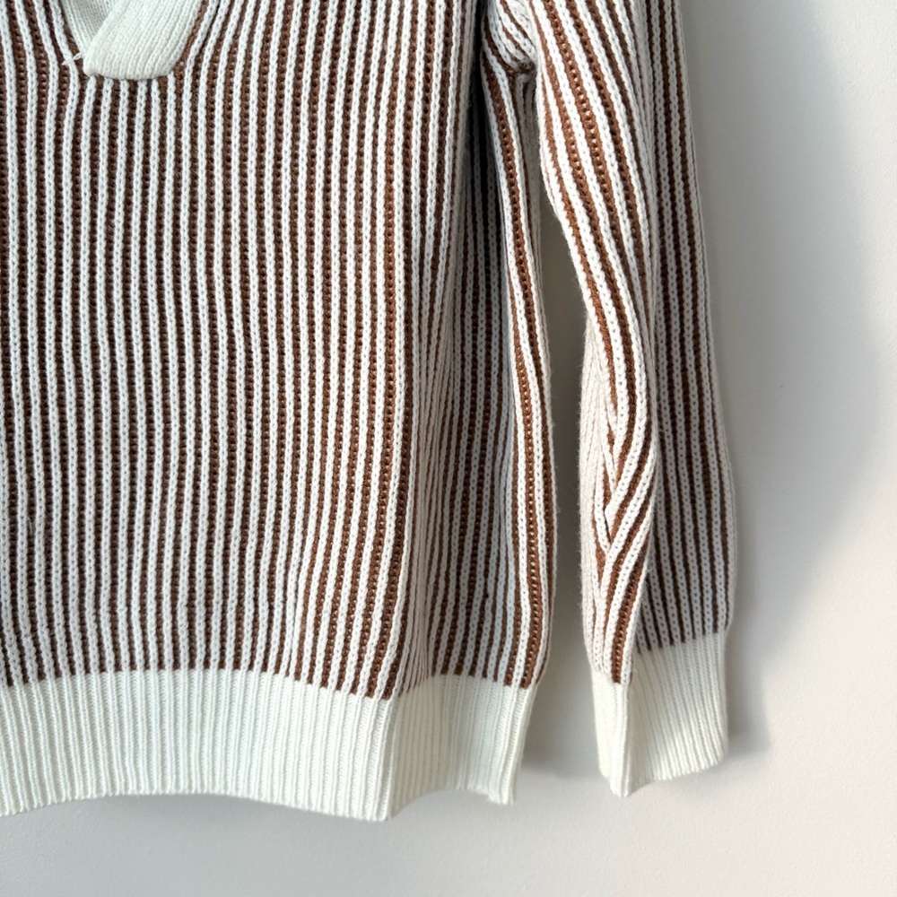 BiBi Cream and Brown Ribbed Knit Top - Picture 6 of 9